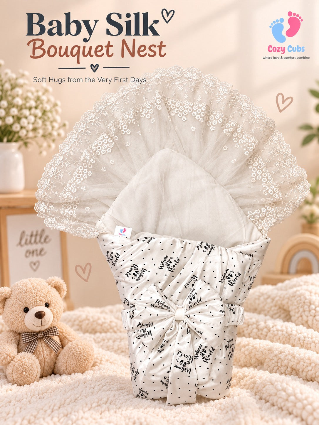 Silk CarryNest Silk | Welcome to the world | White