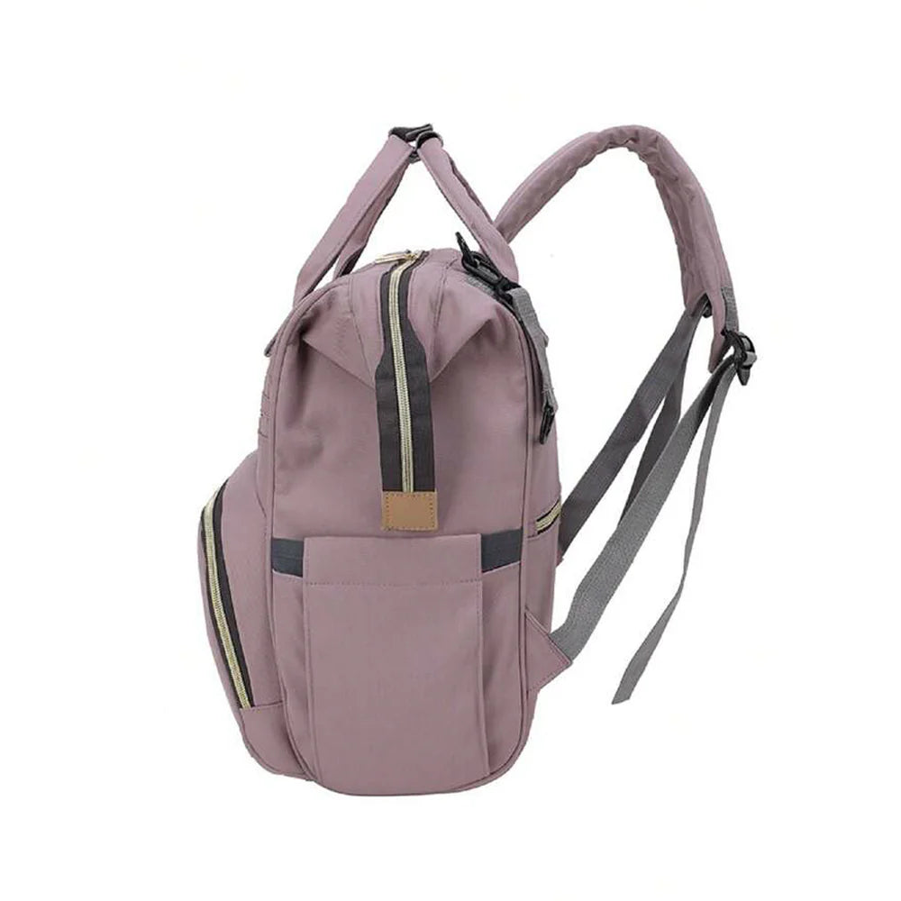 Multipurpose Outdoor Travel Light Purple Maternity Diaper Bag Baby Care Bag Light Pink Colour
