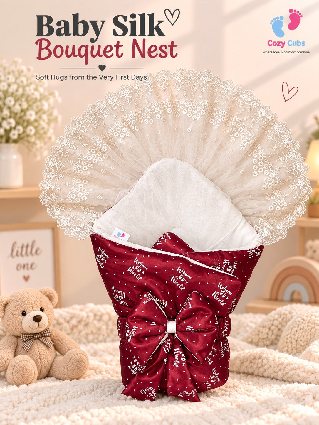Silk CarryNest Silk | Welcome to the world | Red