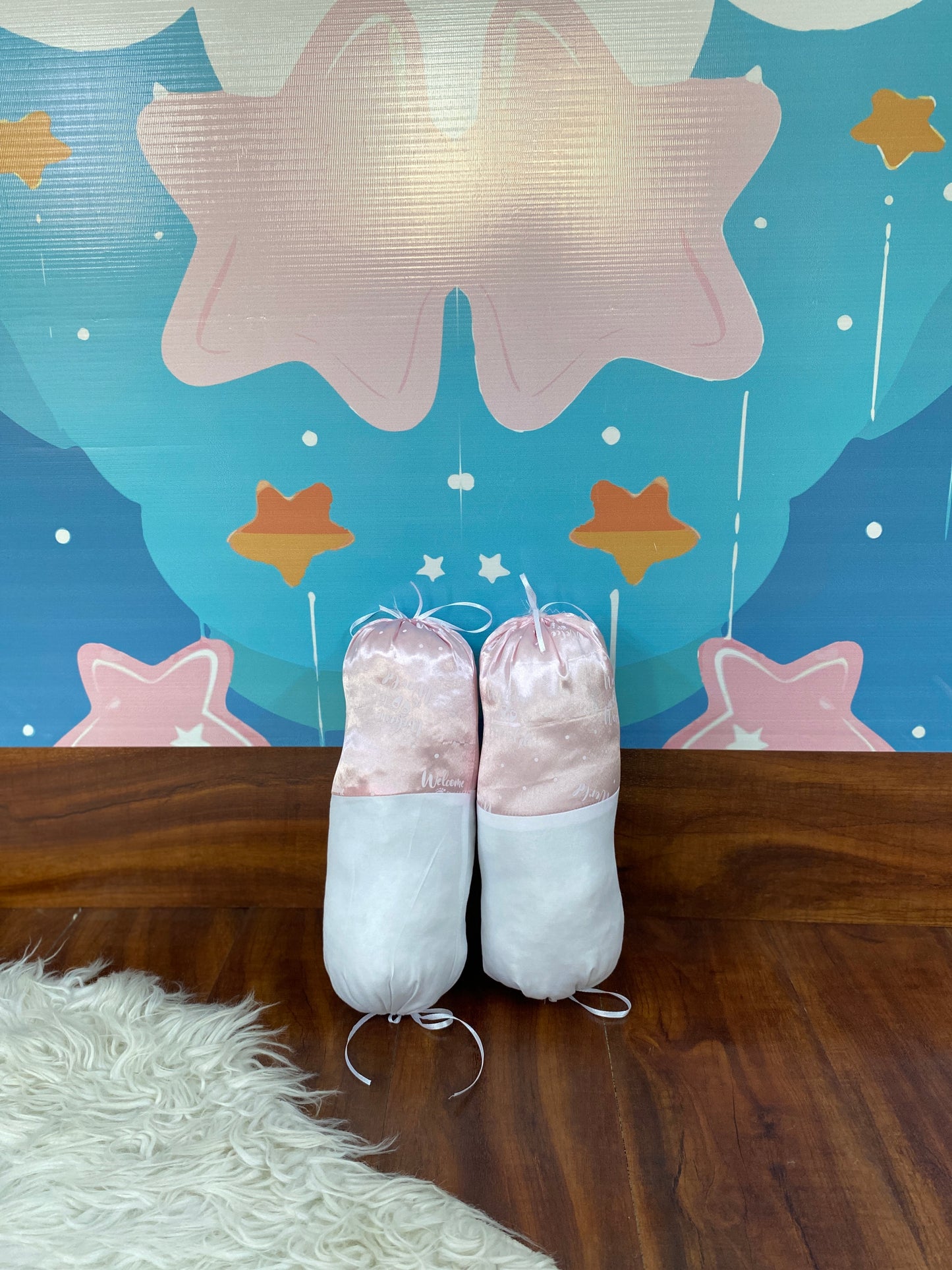 12 Pieces Silk Bed Set”Welcome to the world “ Baby Pink