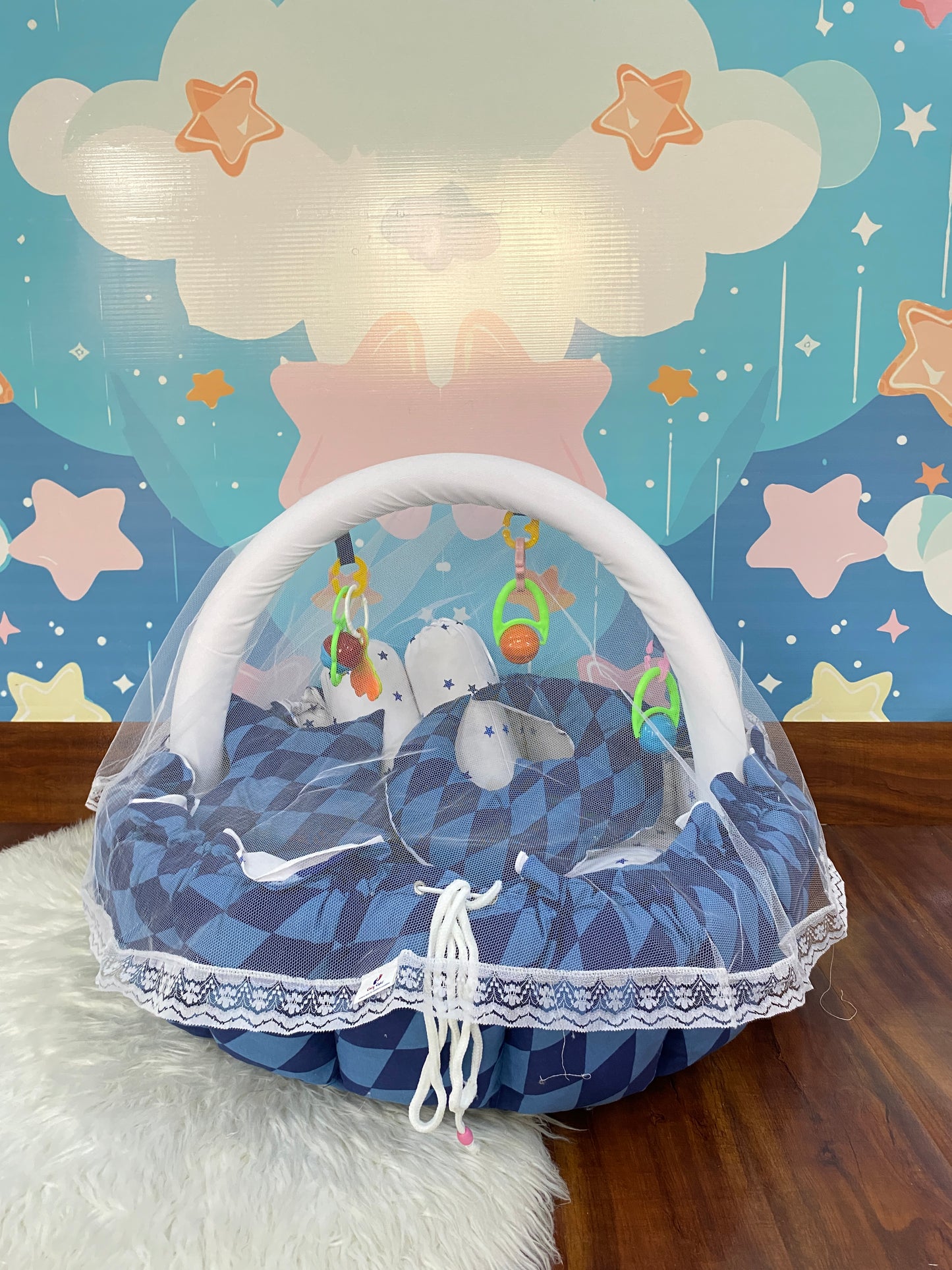 12 Pieces cotton Snuggle Bed - Blue