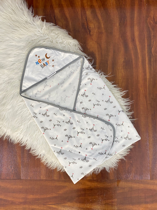 Baby Wrapping Sheet - White & Grey