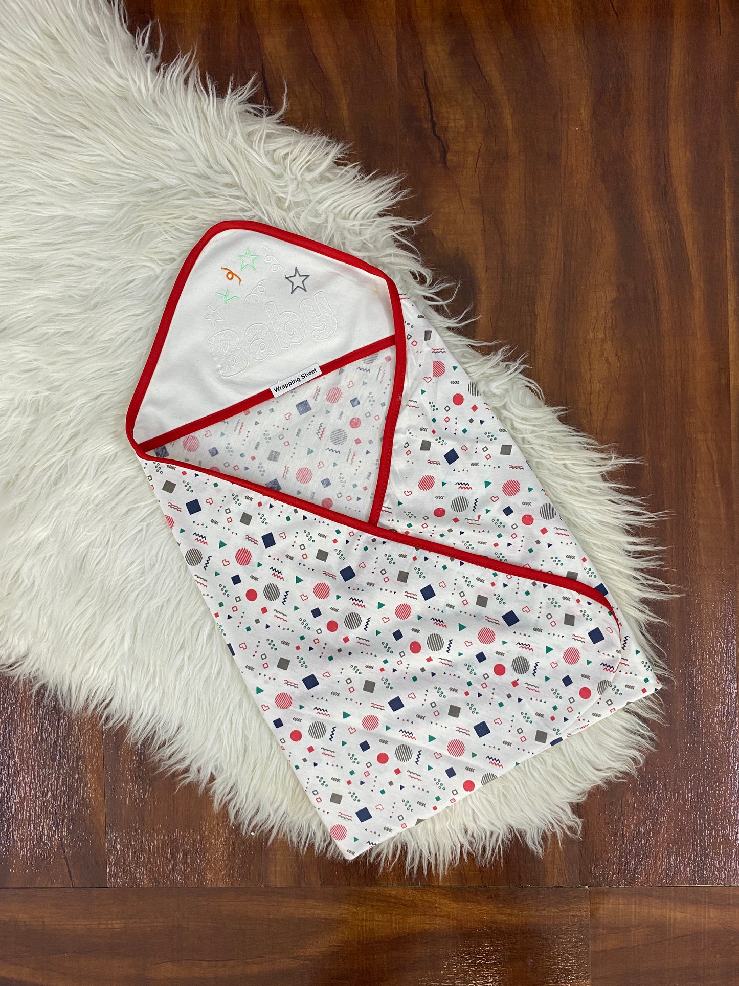 Baby Wrapping Sheet -White & Red