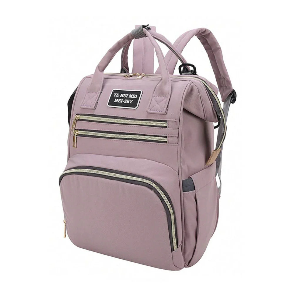 Multipurpose Outdoor Travel Light Purple Maternity Diaper Bag Baby Care Bag Light Pink Colour