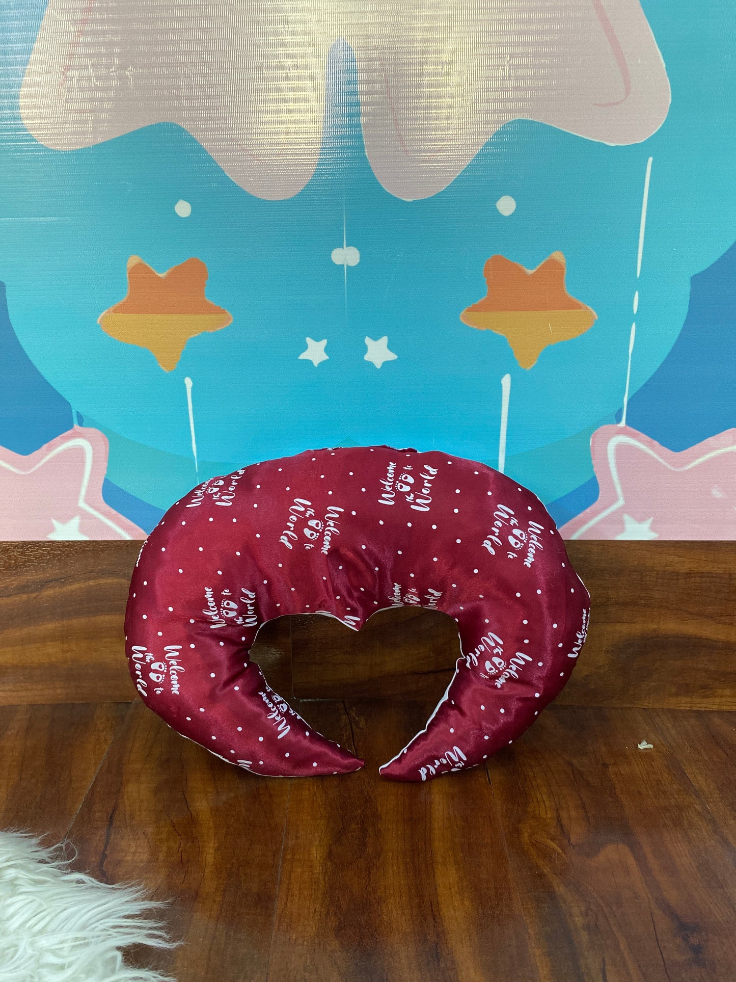 12 Pieces Silk Bed Set”Welcome to the world “ Red