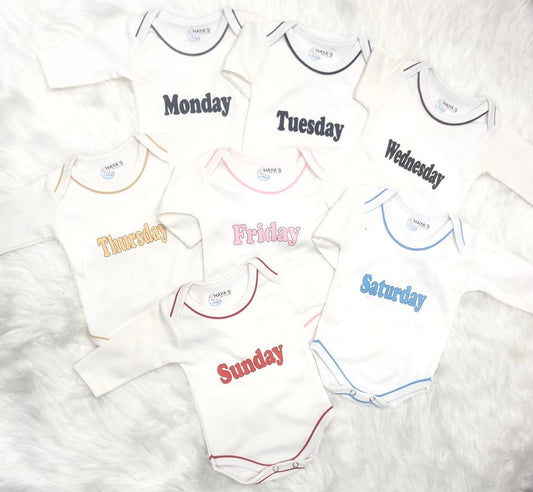 7 Pcs Romper’s Set Sunday to Monday