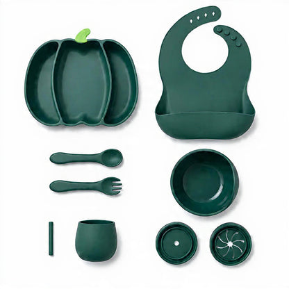 Silicon Baby feeding 8Pcs Green Pumpkin.