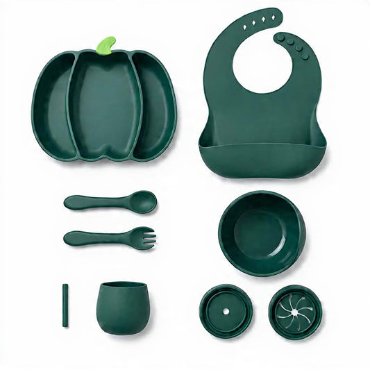 Silicon Baby feeding 8Pcs Green Pumpkin.