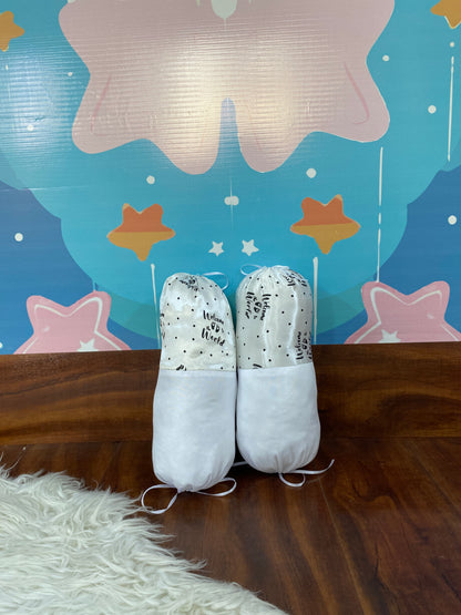 12 Pieces Silk Bed Set”Welcome to the world “ White & Black”