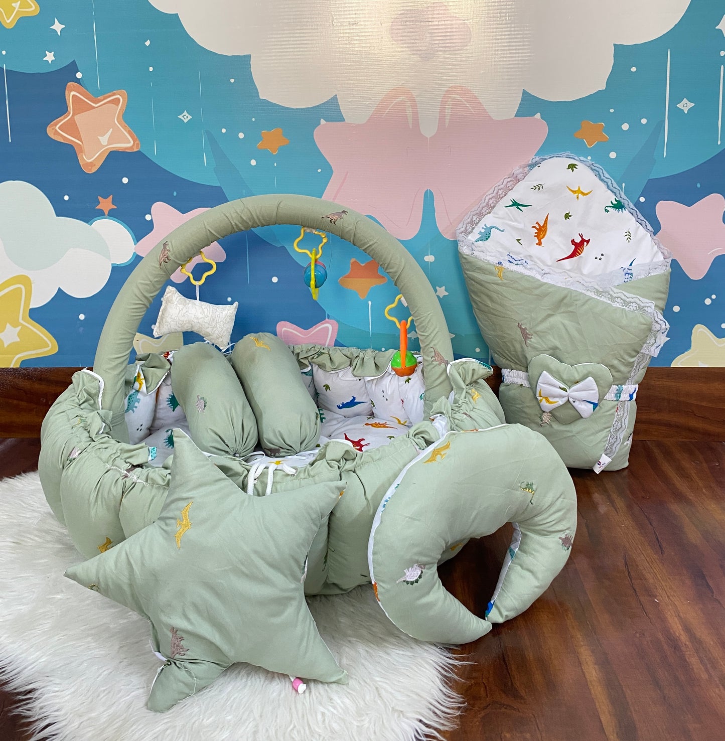 12 Pieces cotton Snuggle Bed - Dino