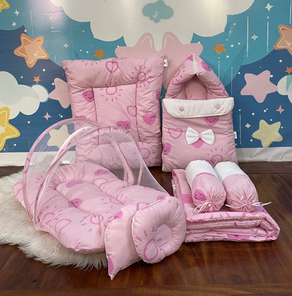 8 Pieces Bedding Set - Pink