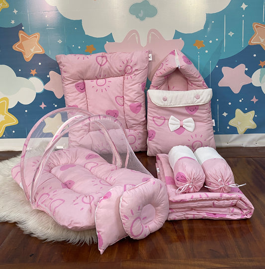 8 Pieces Bedding Set - Pink