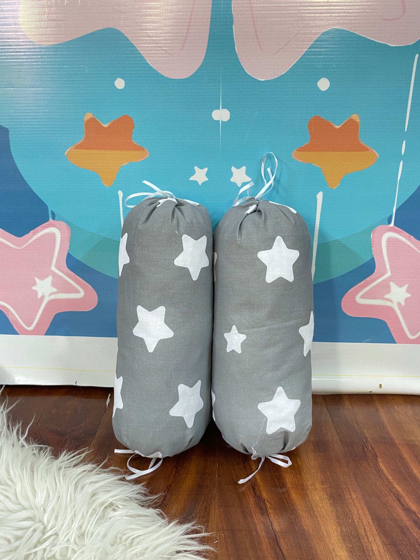 8 Pieces Bedding Set - Grey Stars