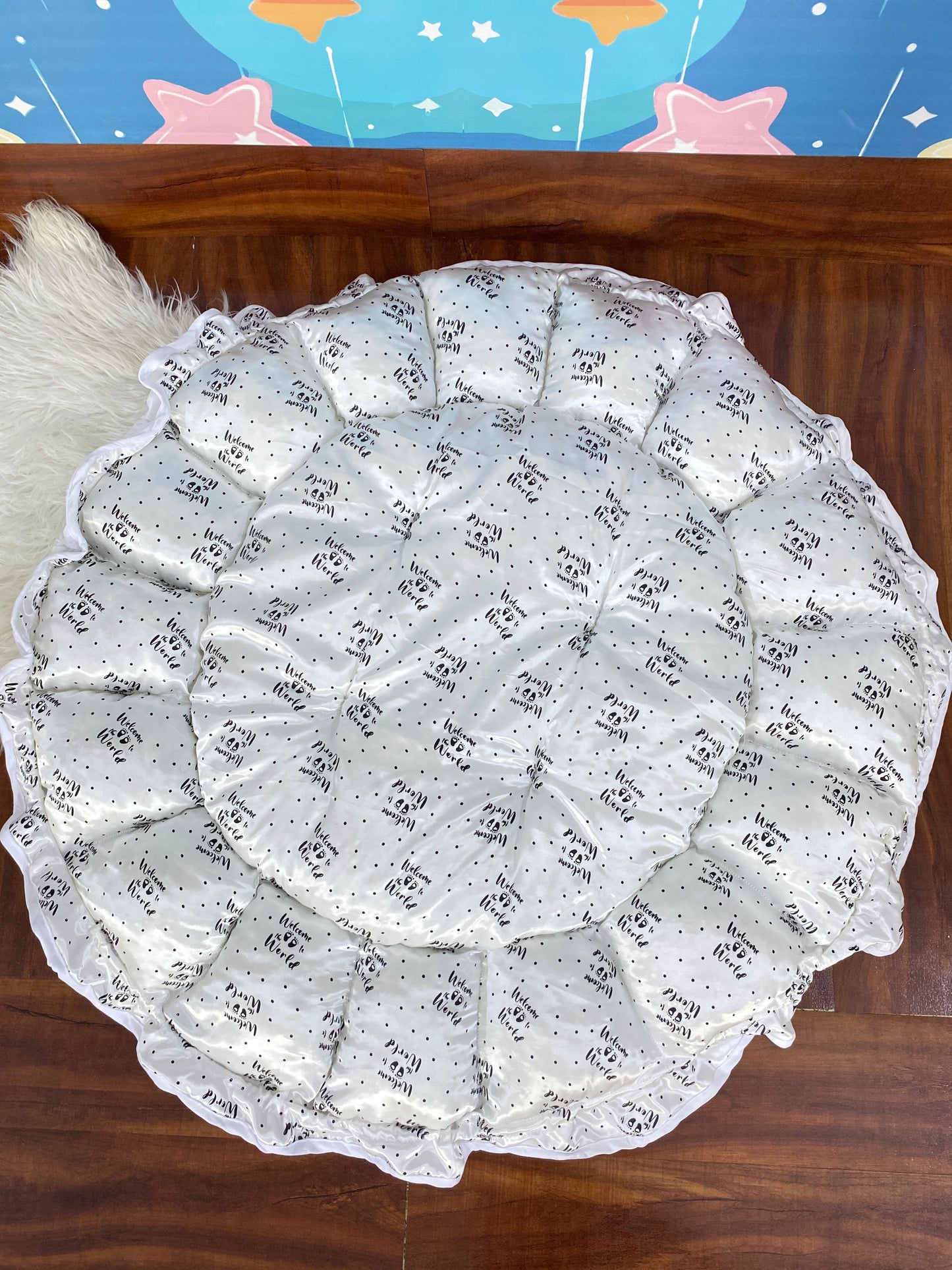 12 Pieces Silk Bed Set”Welcome to the world “ White & Black”