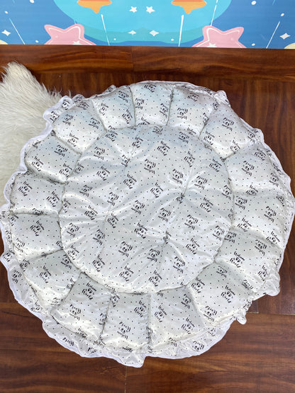 12 Pieces Silk Bed Set”Welcome to the world “ White & Black”