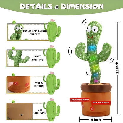 Dancing Cactus Talking Plush Toy Fun Musical Toy For Kids