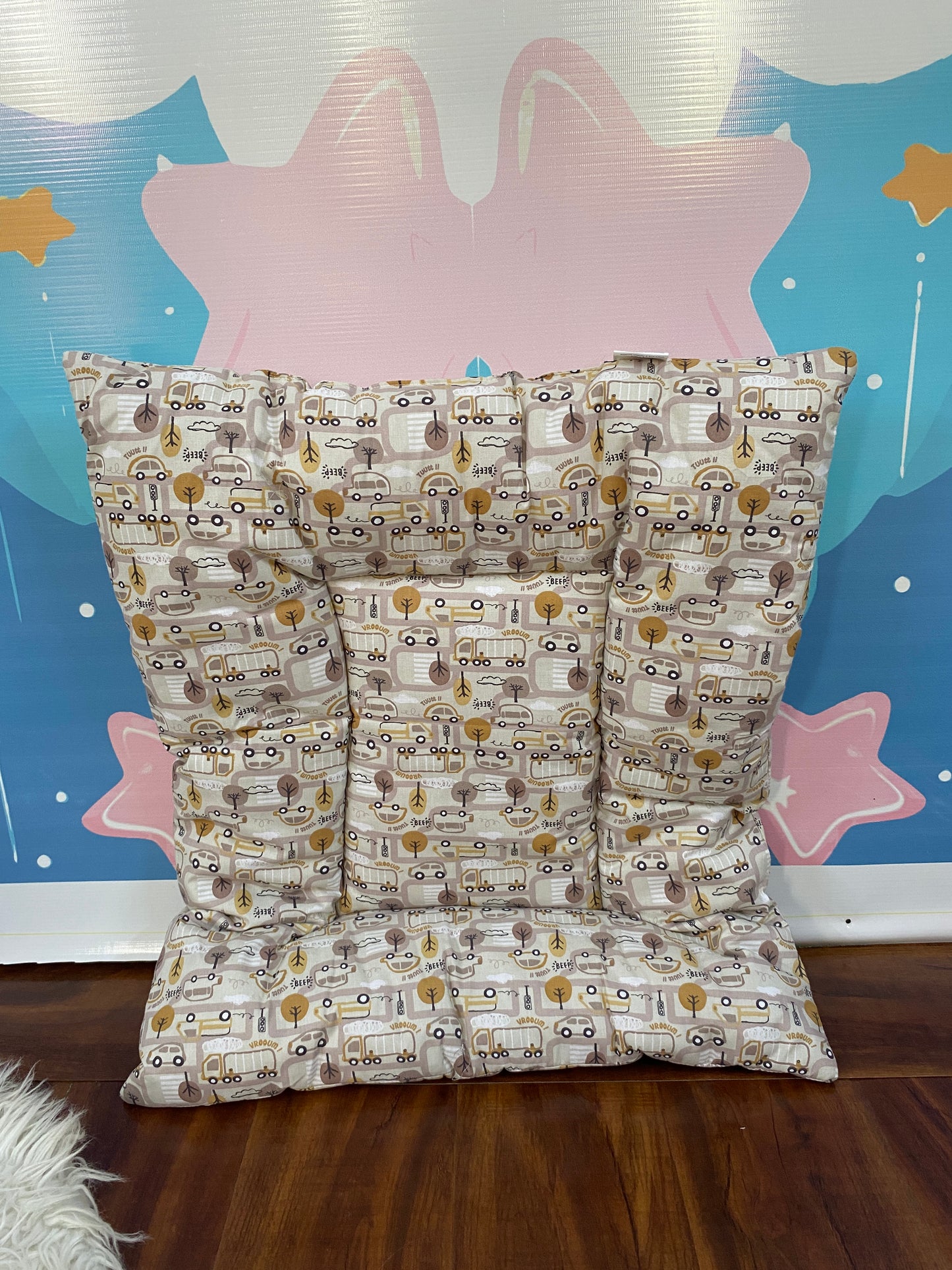 8 Pieces Bedding Set - Brown Cars