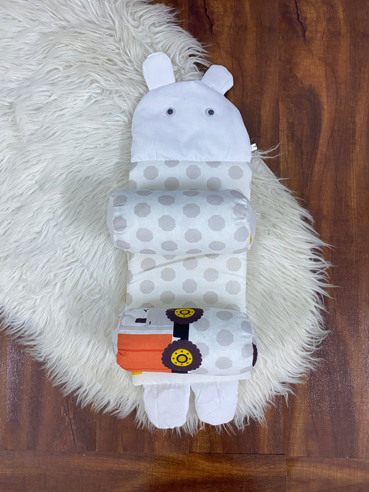 Baby Head Support pillow- White Trucks