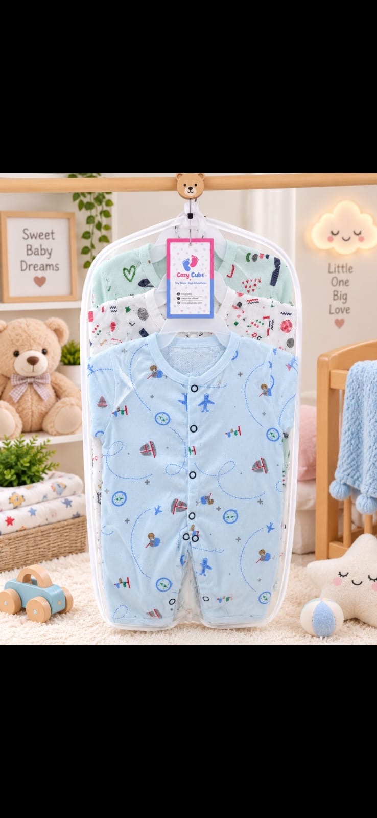 Pack of 3 Rompers - Random Prints