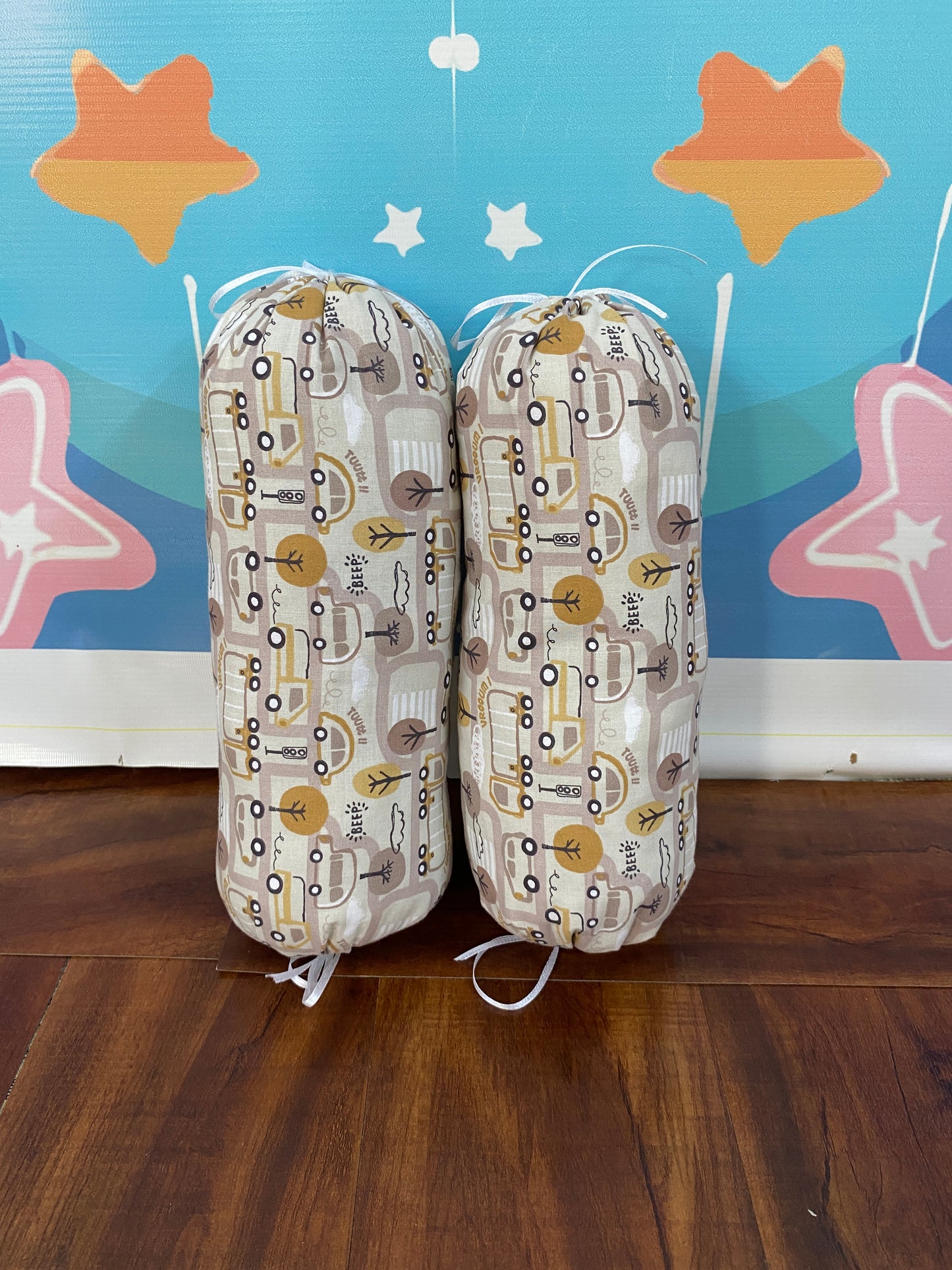 8 Pieces Bedding Set - Brown Cars