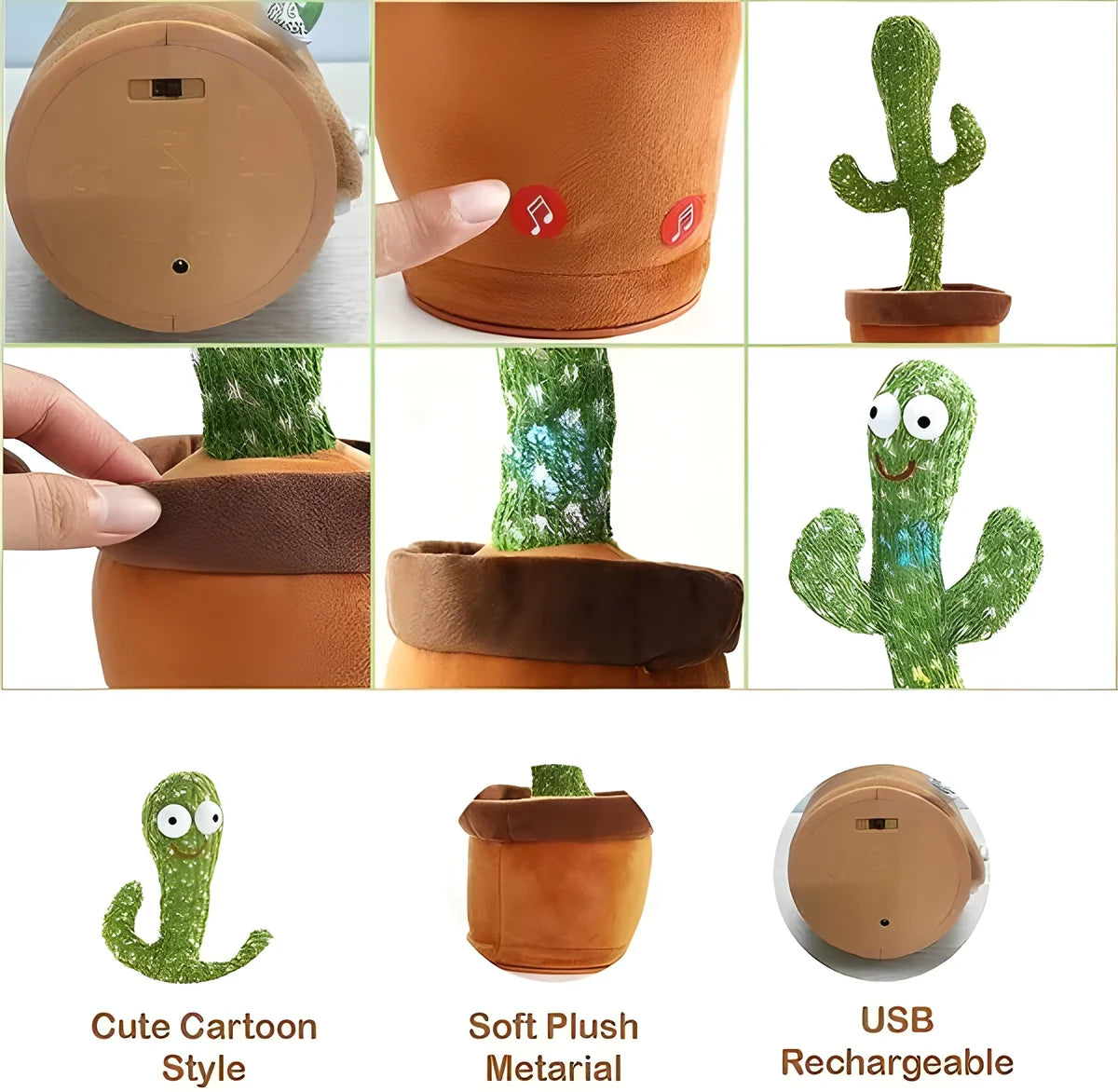 Dancing Cactus Talking Plush Toy Fun Musical Toy For Kids