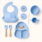 Silicon Baby Feeding Set 8Pcs Blue Duck shape.